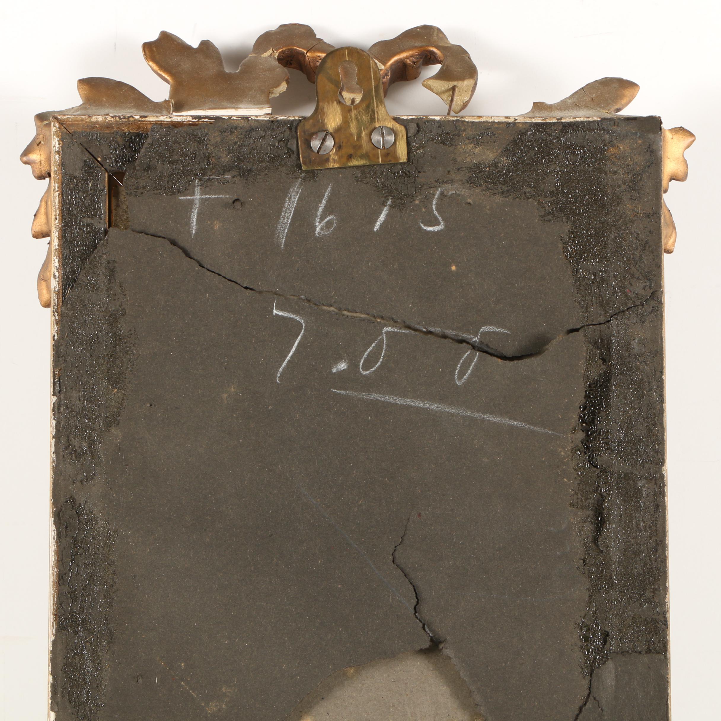 Antique Trumeau Mirror with Crayon Portrait