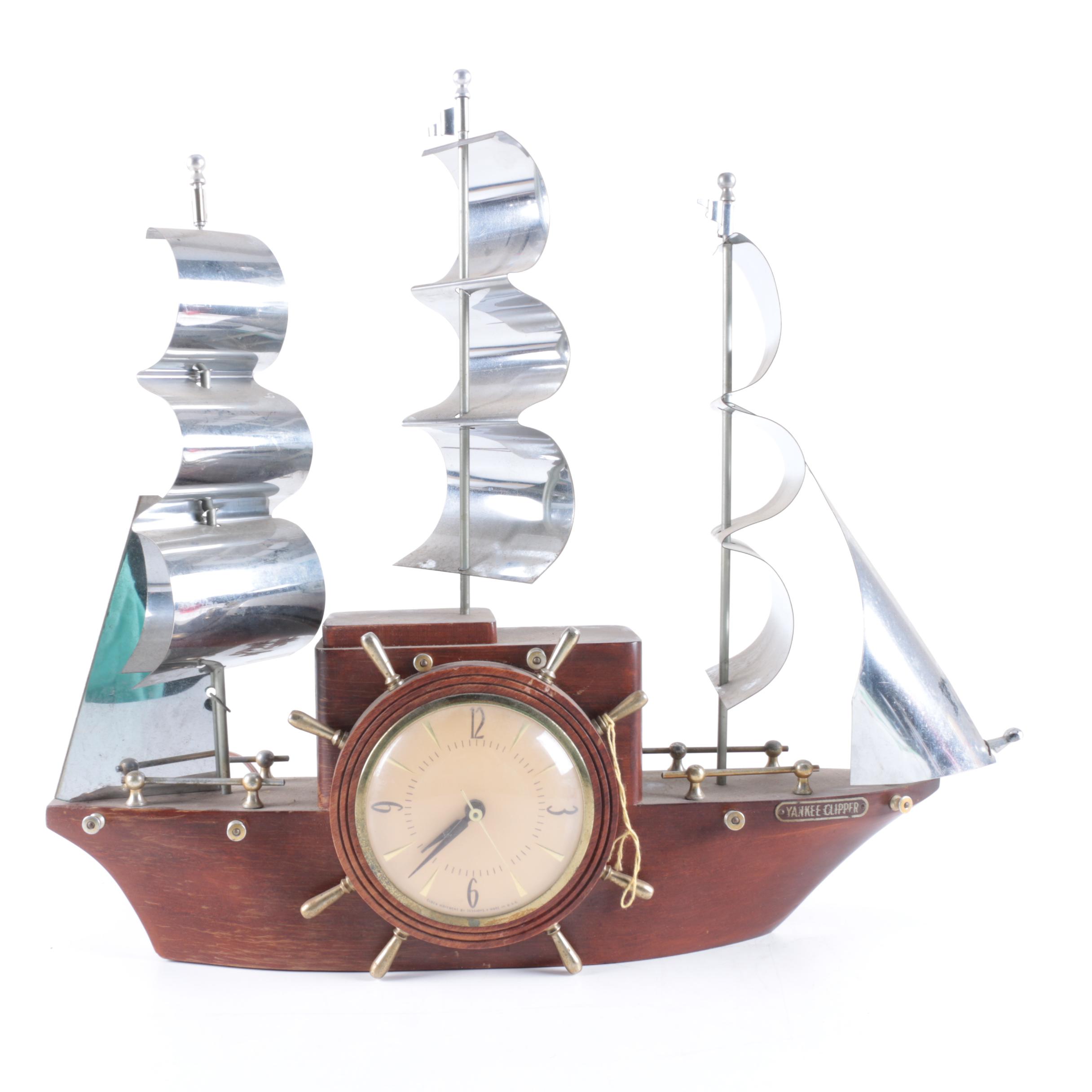 Sessions "Yankee Clipper" Wood and Metal Ship Clock