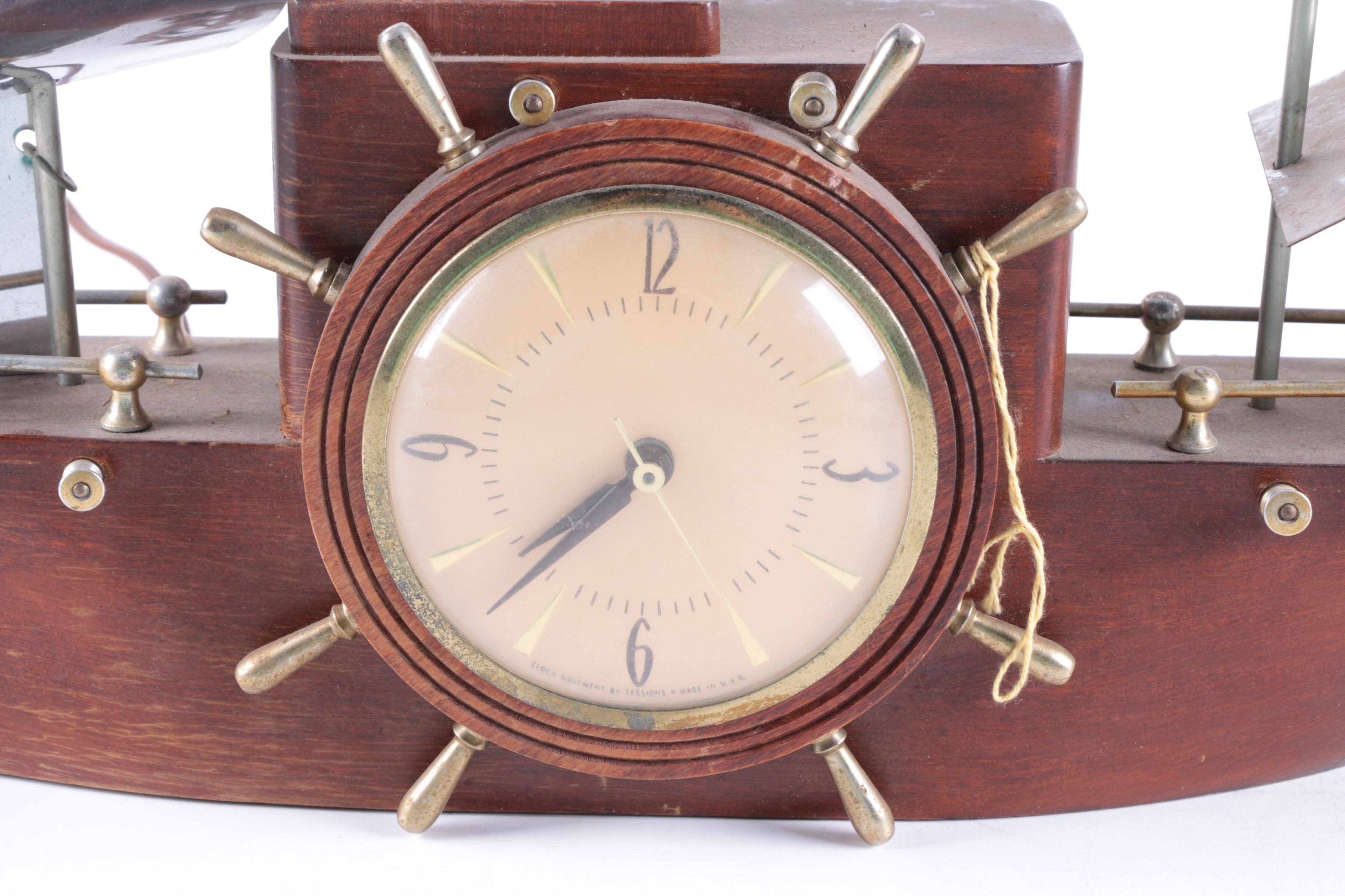 Sessions "Yankee Clipper" Wood and Metal Ship Clock