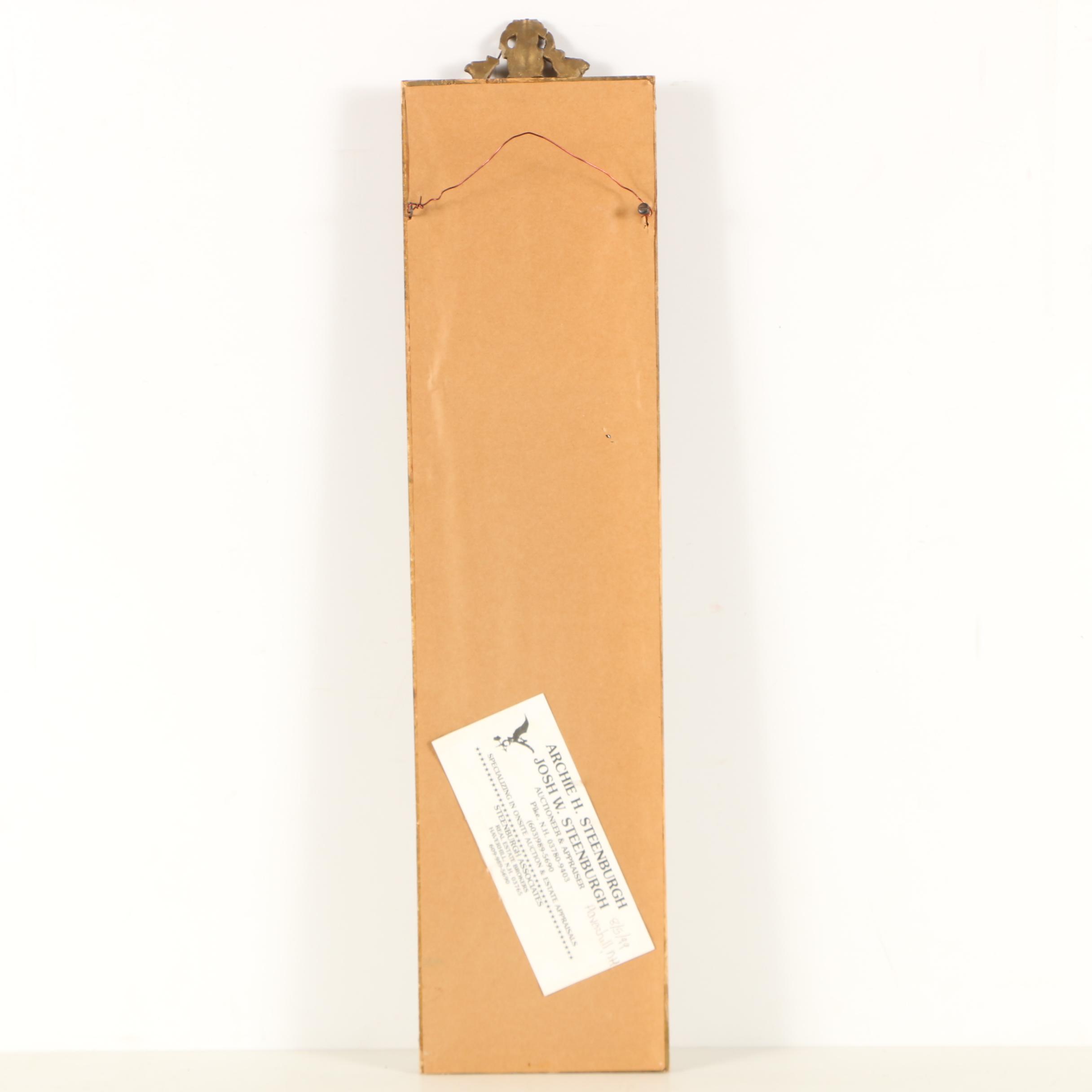 Vintage Empire Style Giltwood Trumeau Mirror with Inset Halftone Print