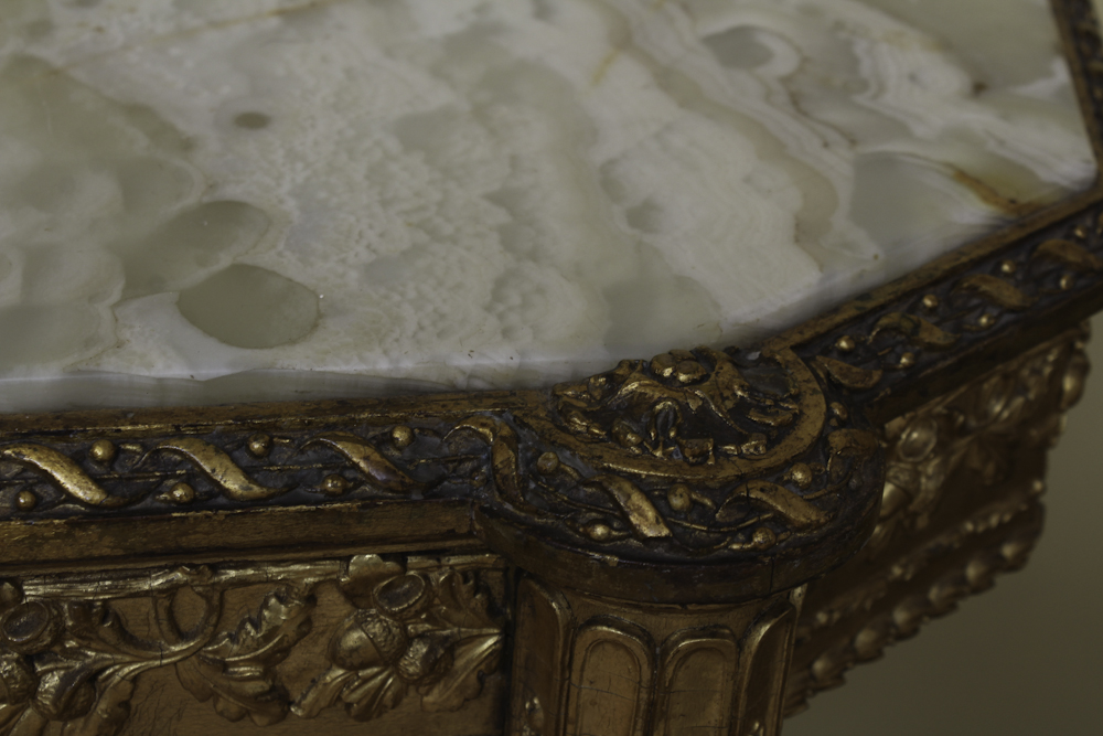 Antique Louis XVI Style Gilt-Wood and Onyx Side Table