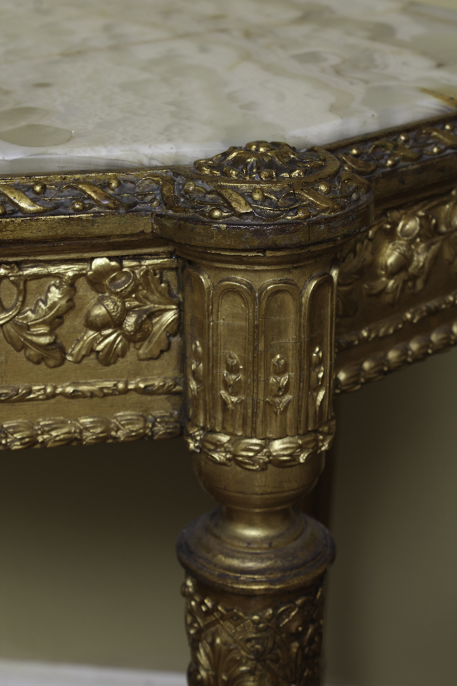 Antique Louis XVI Style Gilt-Wood and Onyx Side Table