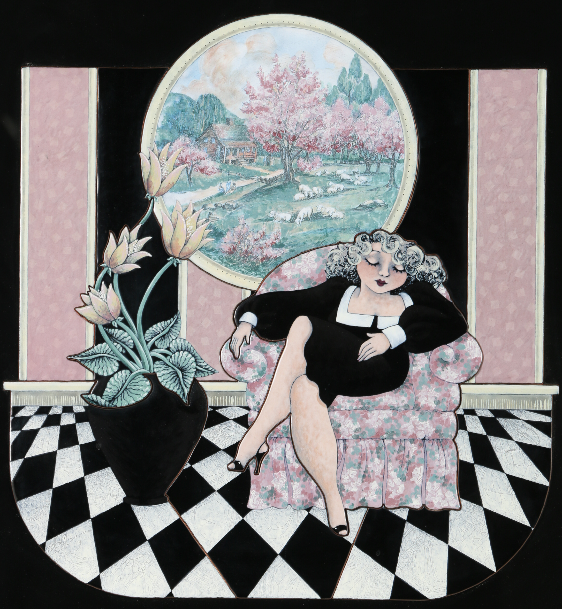 Natalie Silverstein Grisaille Enamels Copper Wall Art