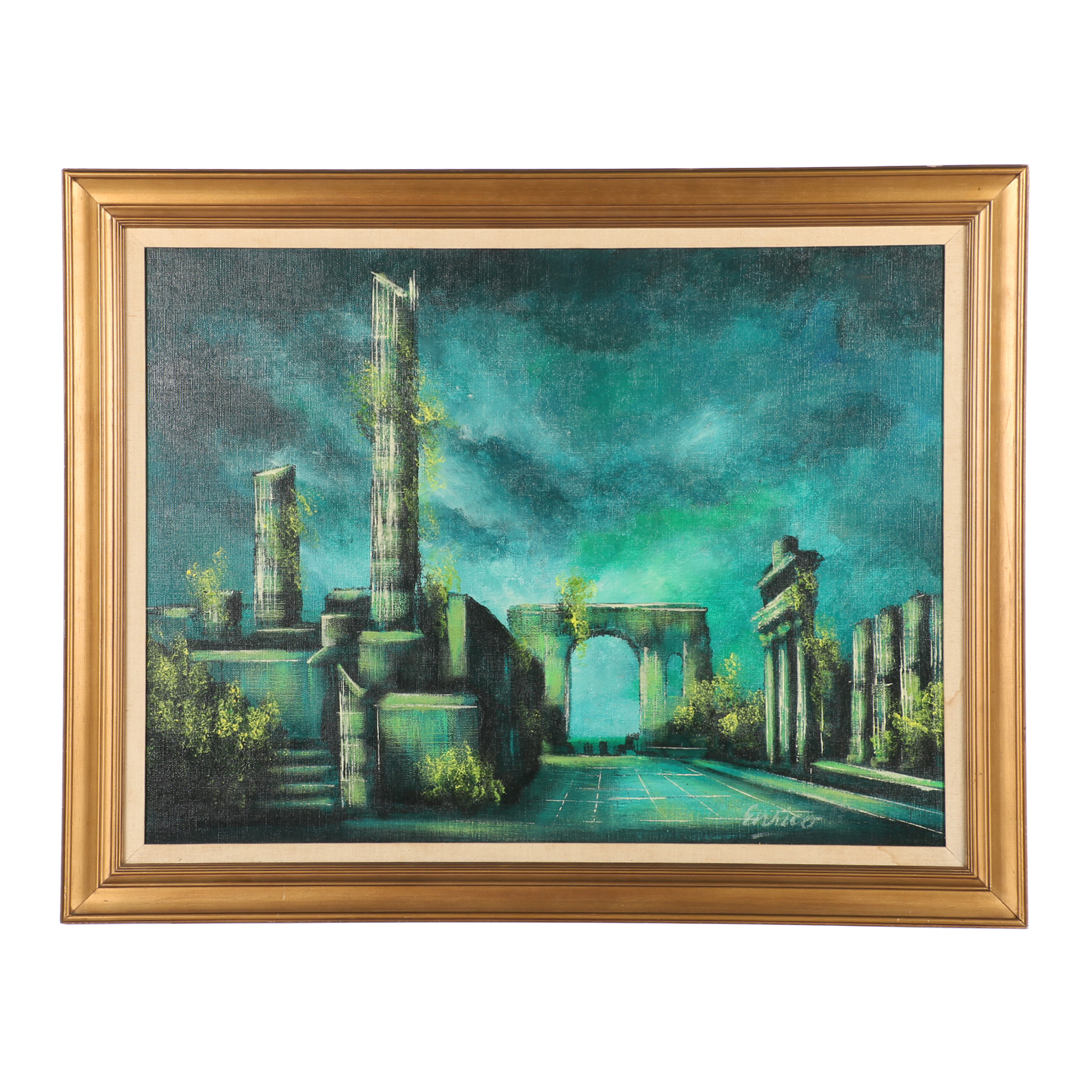 Enrico Oil Painting of Architectural Ruins
