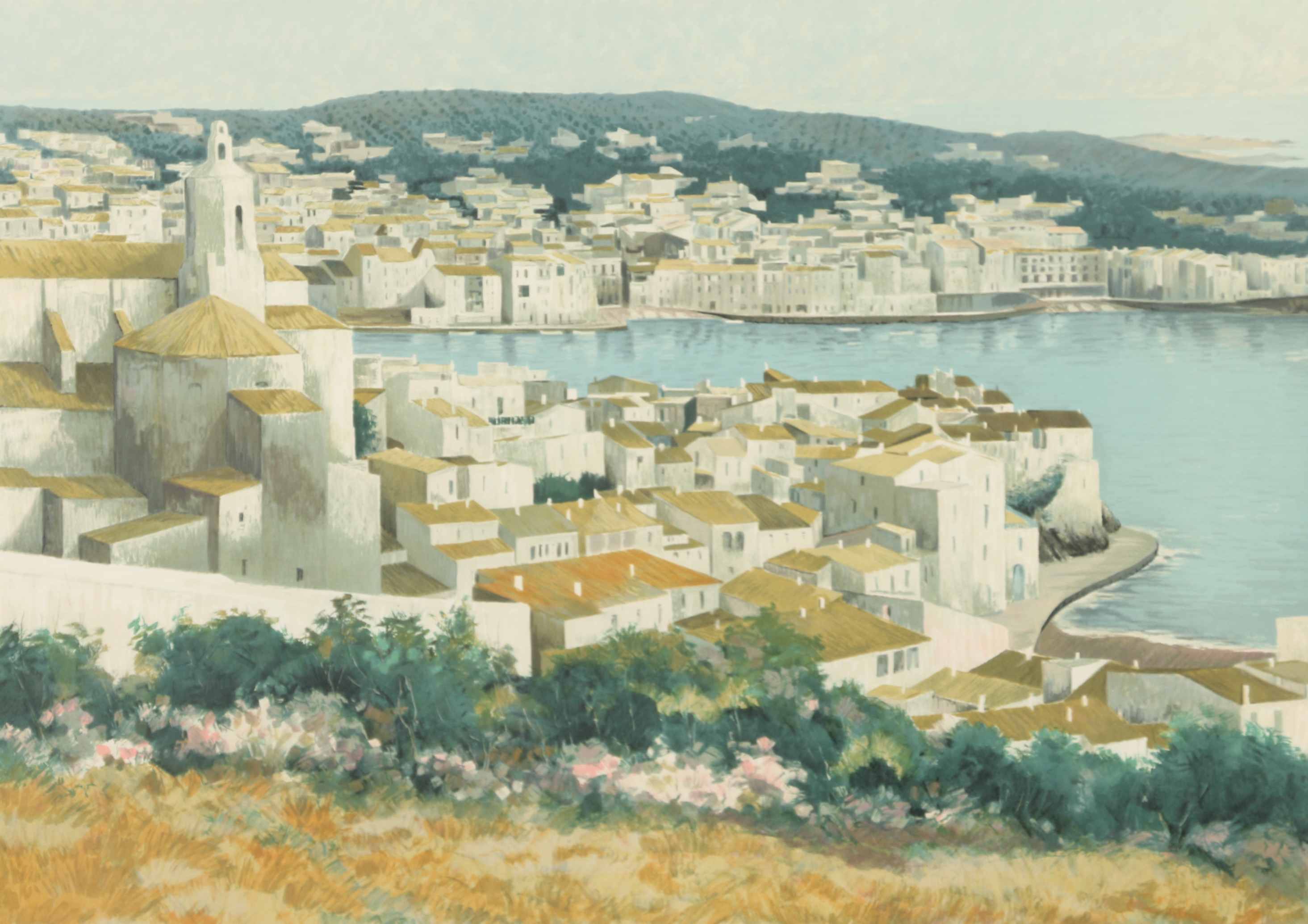 J. M. Vayreda Canadell Color Lithograph "Cadaques - Sala Nonell"