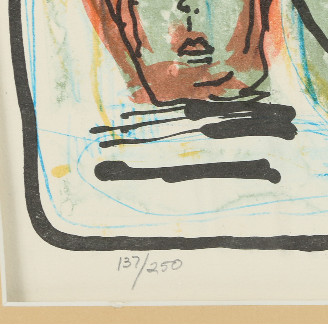 Yanni Posnakoff Circa 1970s Lithograph of Woman and Two Children