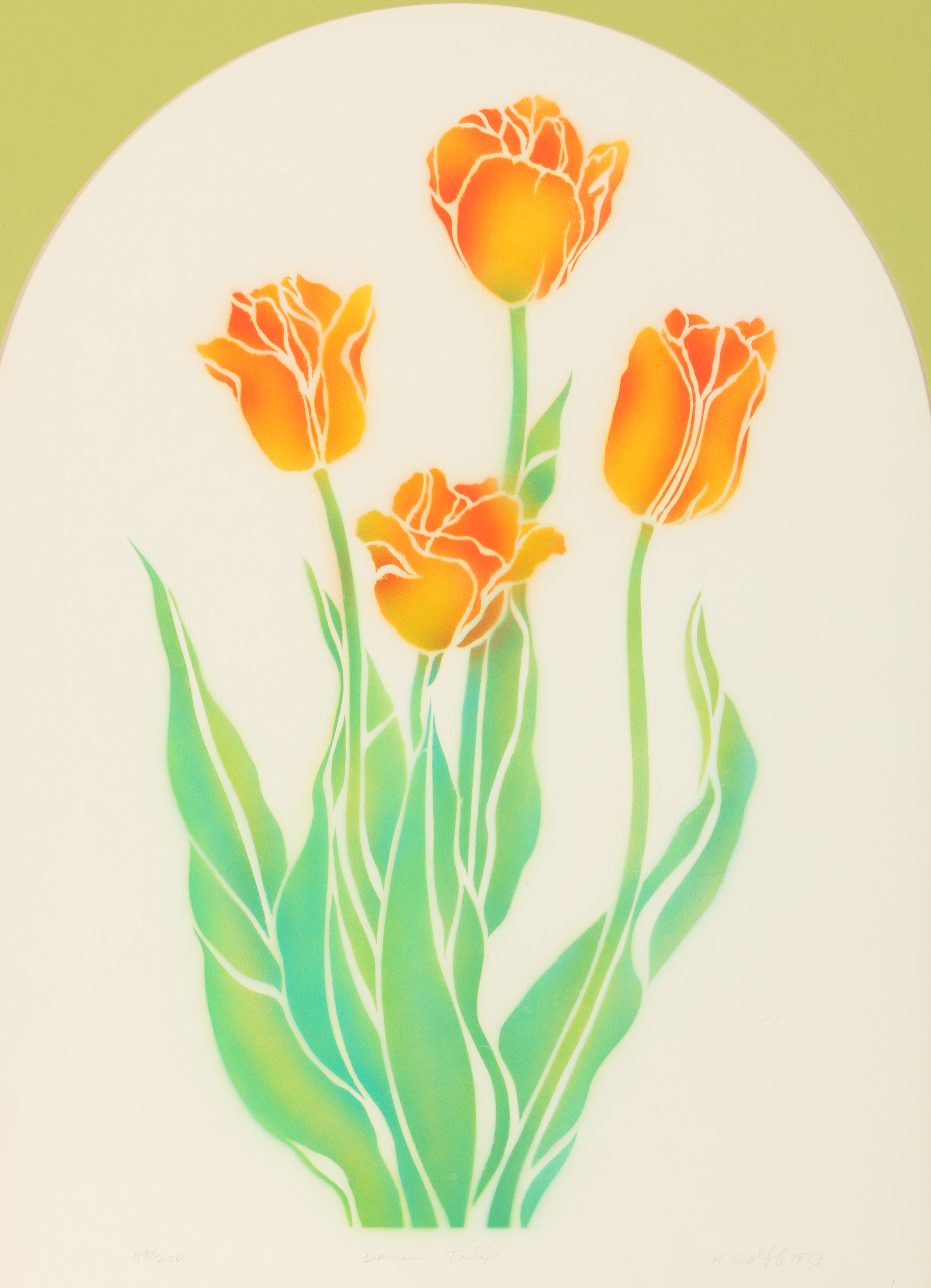 Two K. Wolff Stencil Prints Including "Darwin Tulip" and "Day Lily"