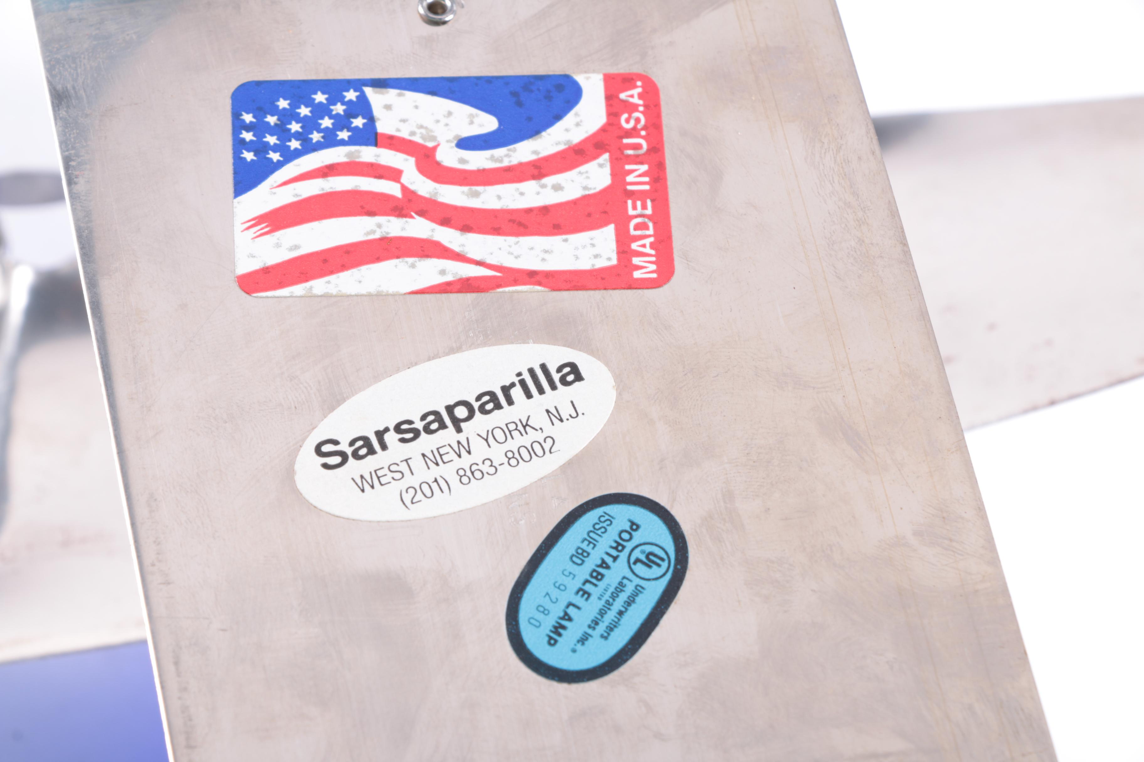 Vintage Art Deco Sarsparilla Blue Glass Airplane Table Lamp