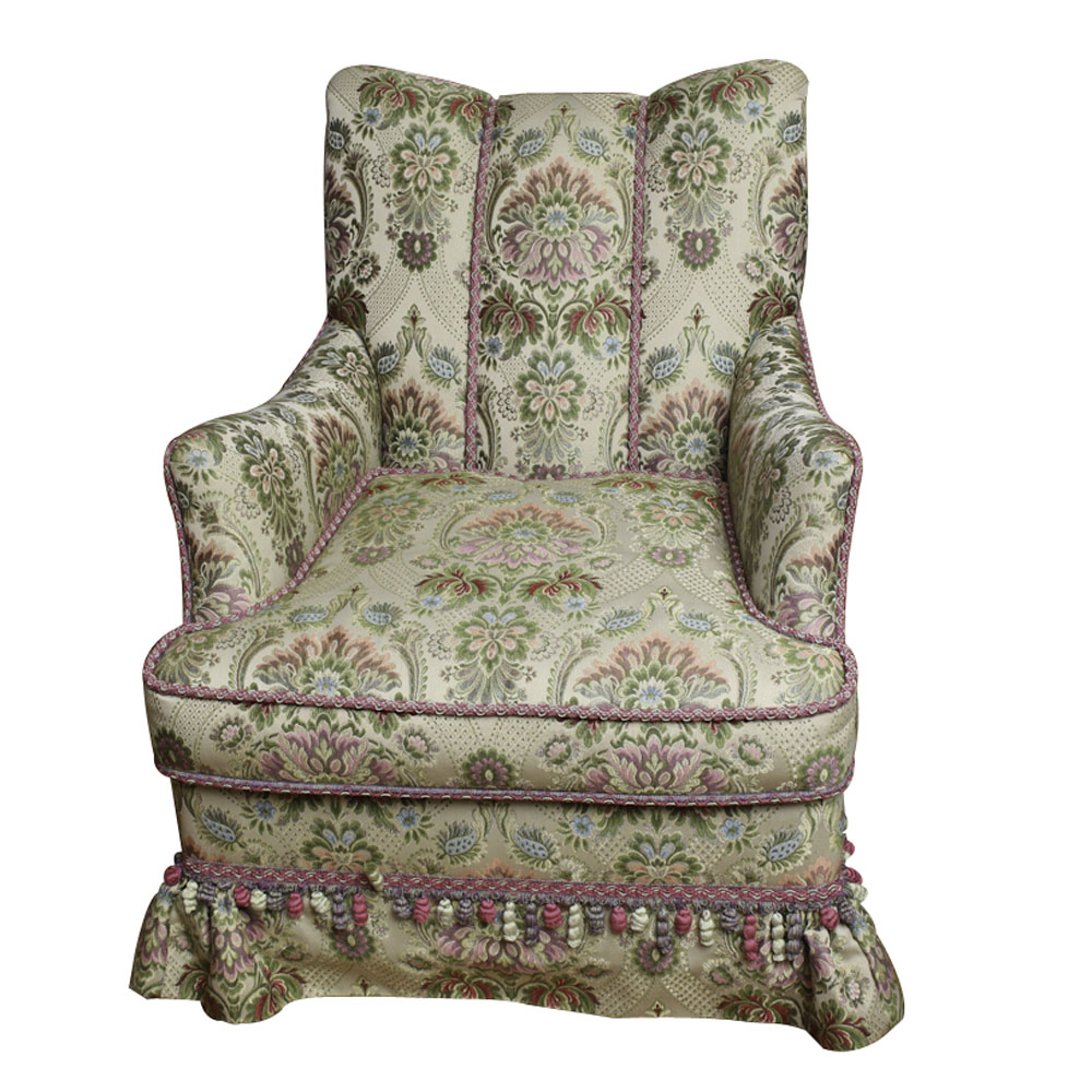 Pair of Brocade Upholstered Armchairs by Brunschwig & Fils