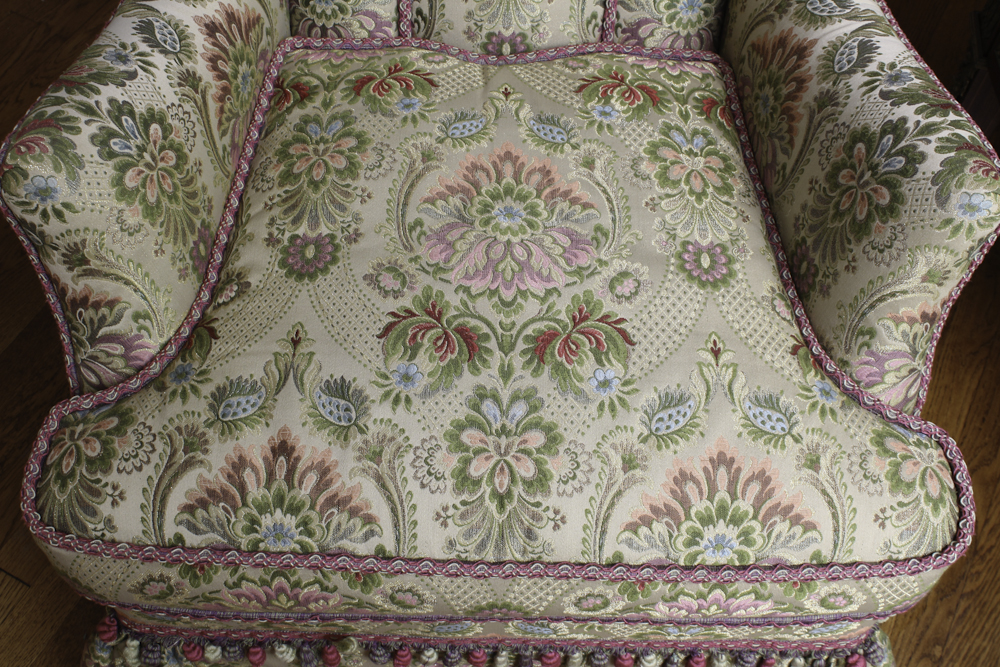 Pair of Brocade Upholstered Armchairs by Brunschwig & Fils
