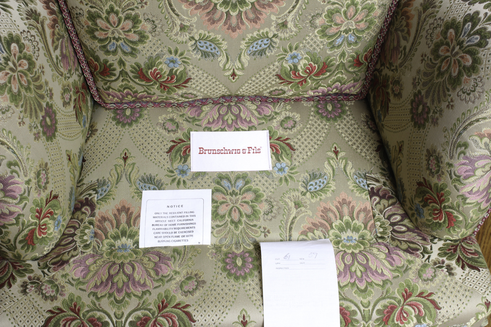 Pair of Brocade Upholstered Armchairs by Brunschwig & Fils