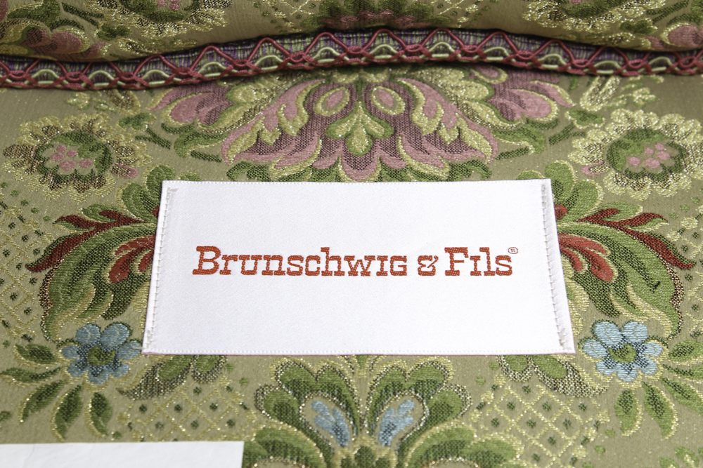 Pair of Brocade Upholstered Armchairs by Brunschwig & Fils