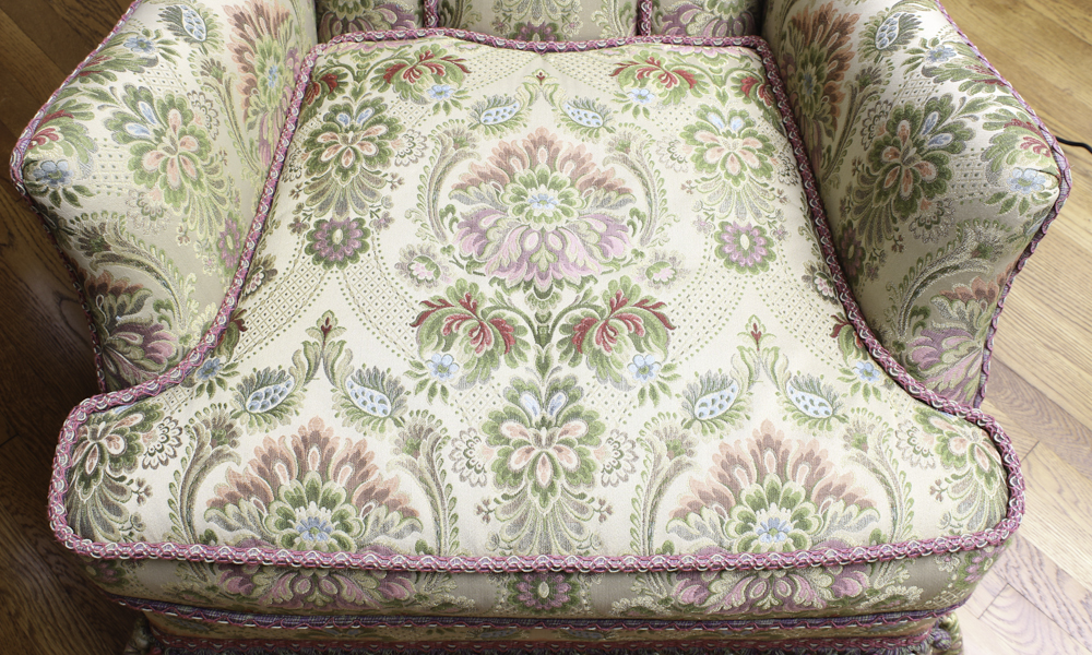 Pair of Brocade Upholstered Armchairs by Brunschwig & Fils