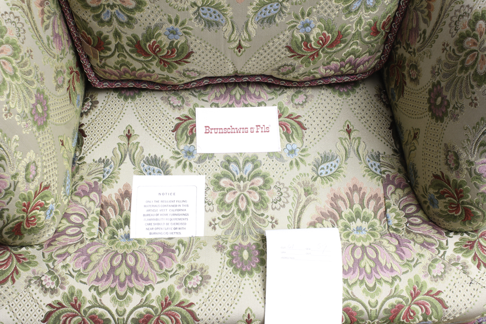 Pair of Brocade Upholstered Armchairs by Brunschwig & Fils