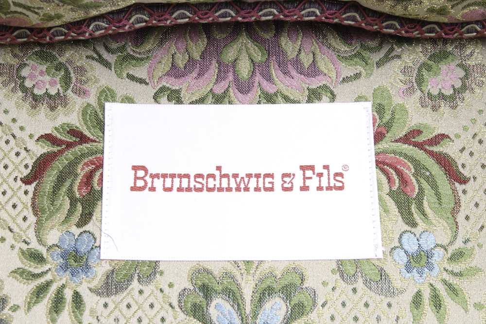 Pair of Brocade Upholstered Armchairs by Brunschwig & Fils
