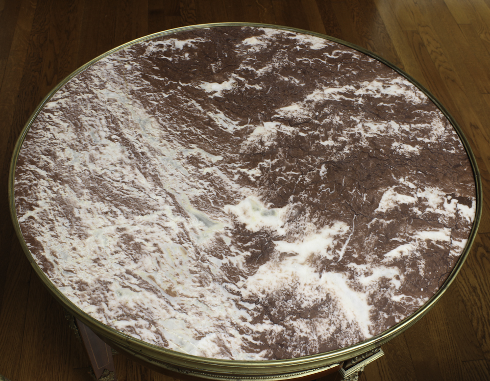 Vintage French Louis XVI Style Mahogany and Marble Bouiilotte Table