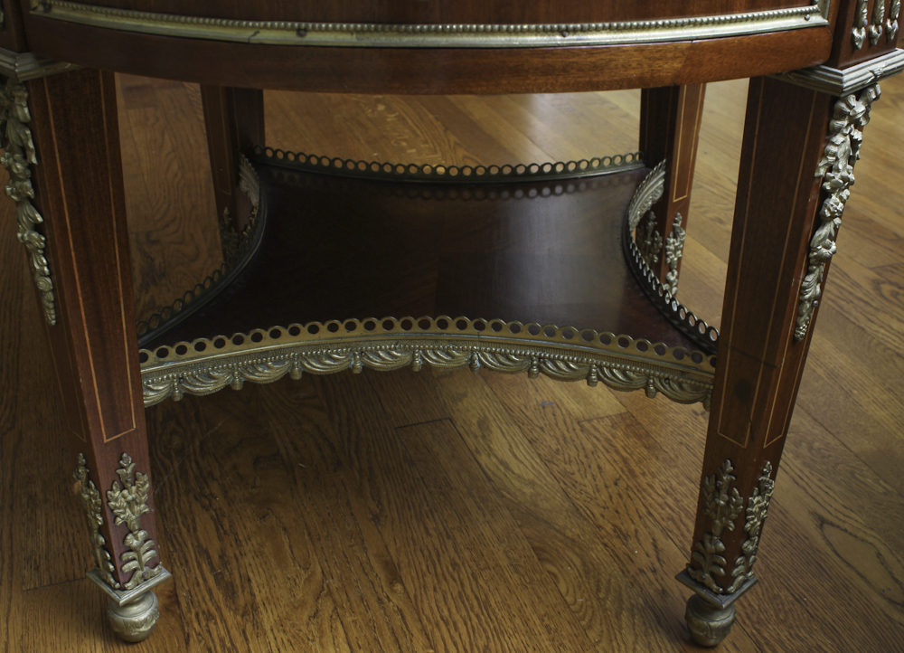 Vintage French Louis XVI Style Mahogany and Marble Bouiilotte Table