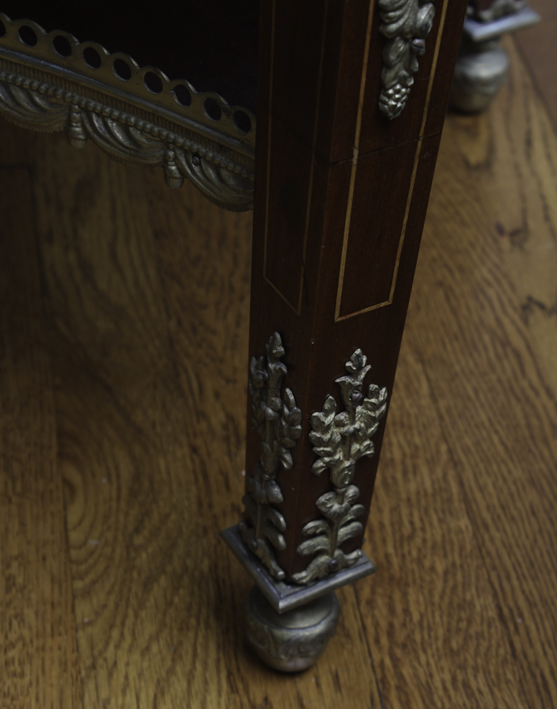 Vintage French Louis XVI Style Mahogany and Marble Bouiilotte Table