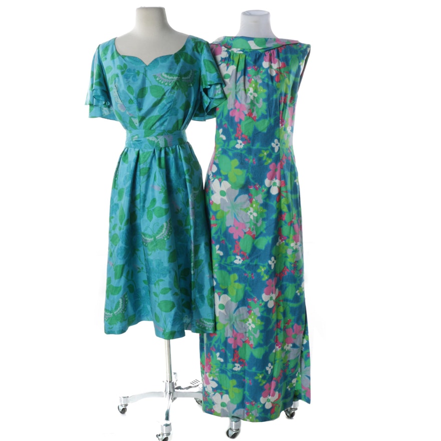 Vintage Floral Print Dresses