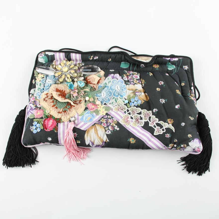 Carol Lahm Sloane Fabric Clutch Handbag
