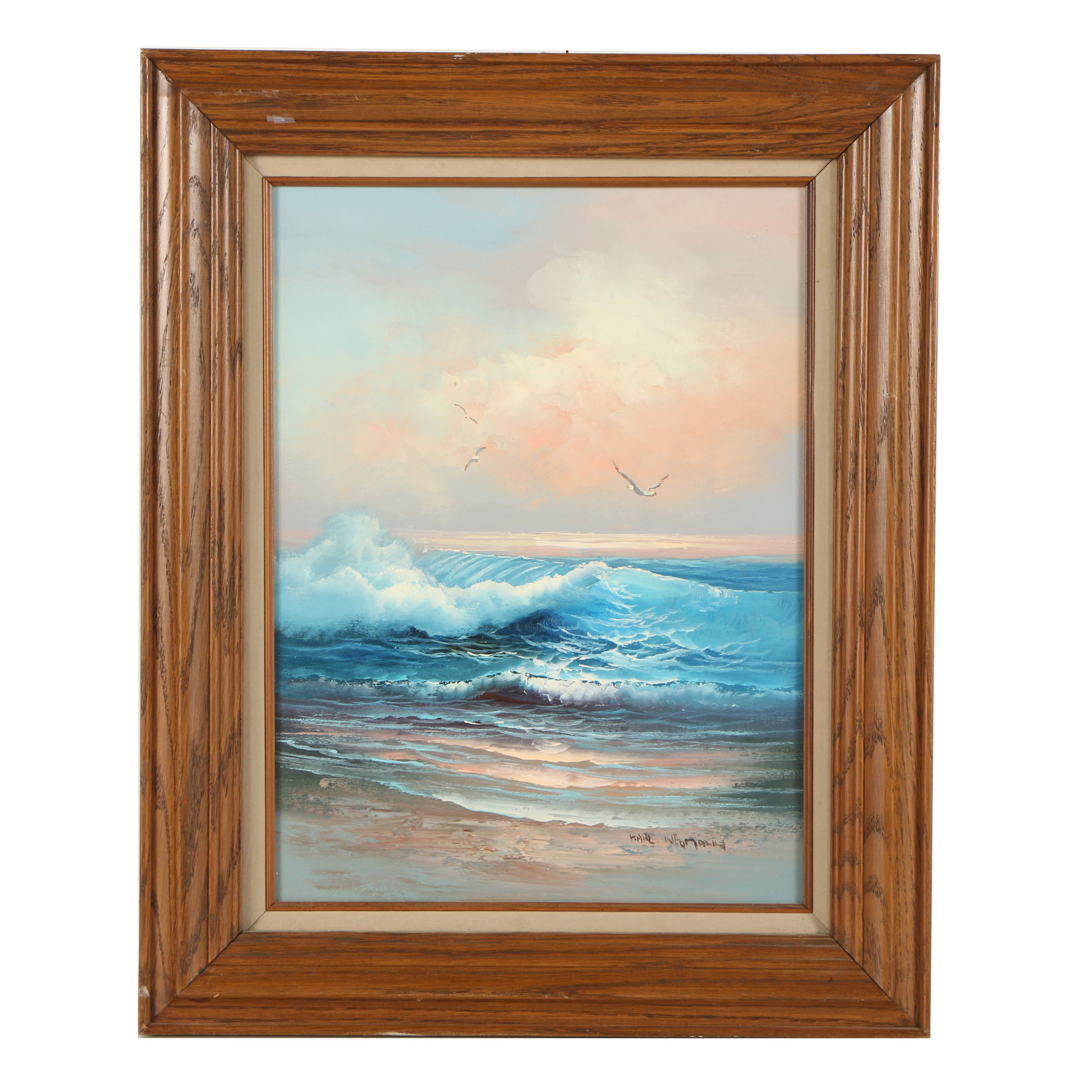 Karl Neumann Oil Painting of a Beach