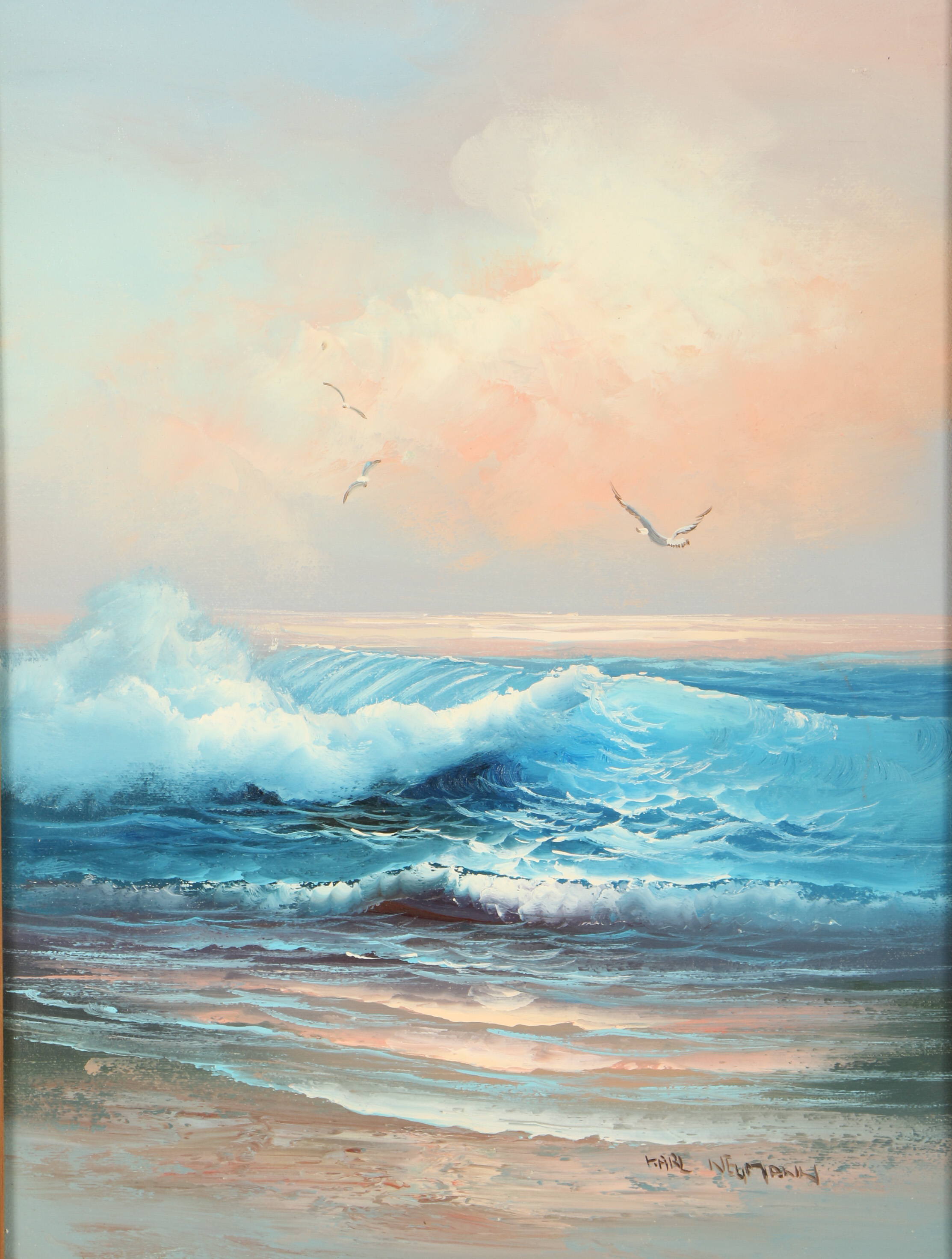 Karl Neumann Oil Painting of a Beach