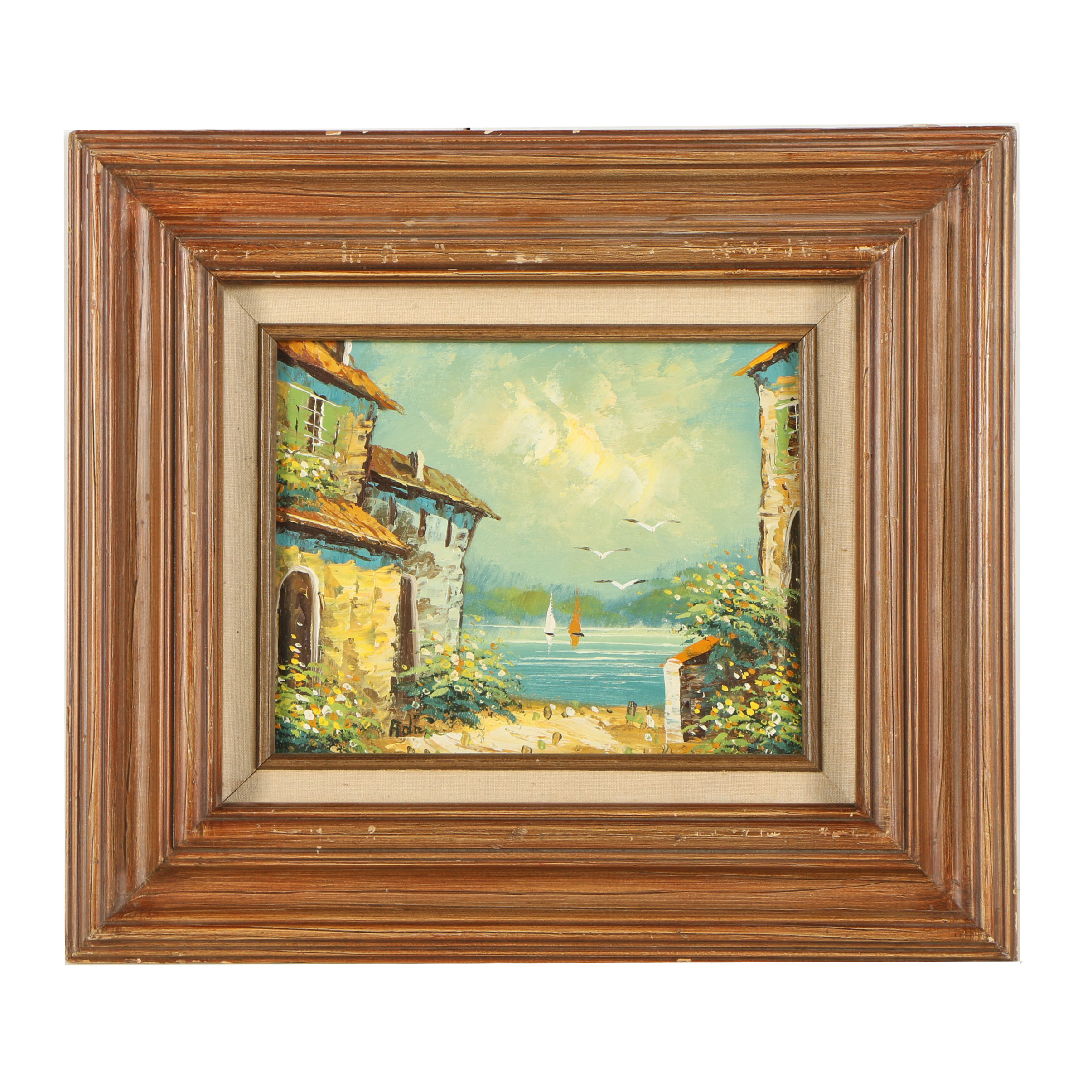 Etienne Adan Oil Painting of Coastal Scene