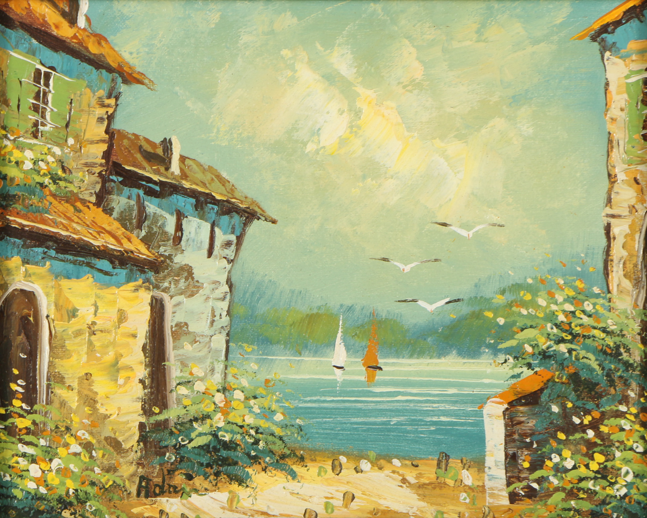 Etienne Adan Oil Painting of Coastal Scene