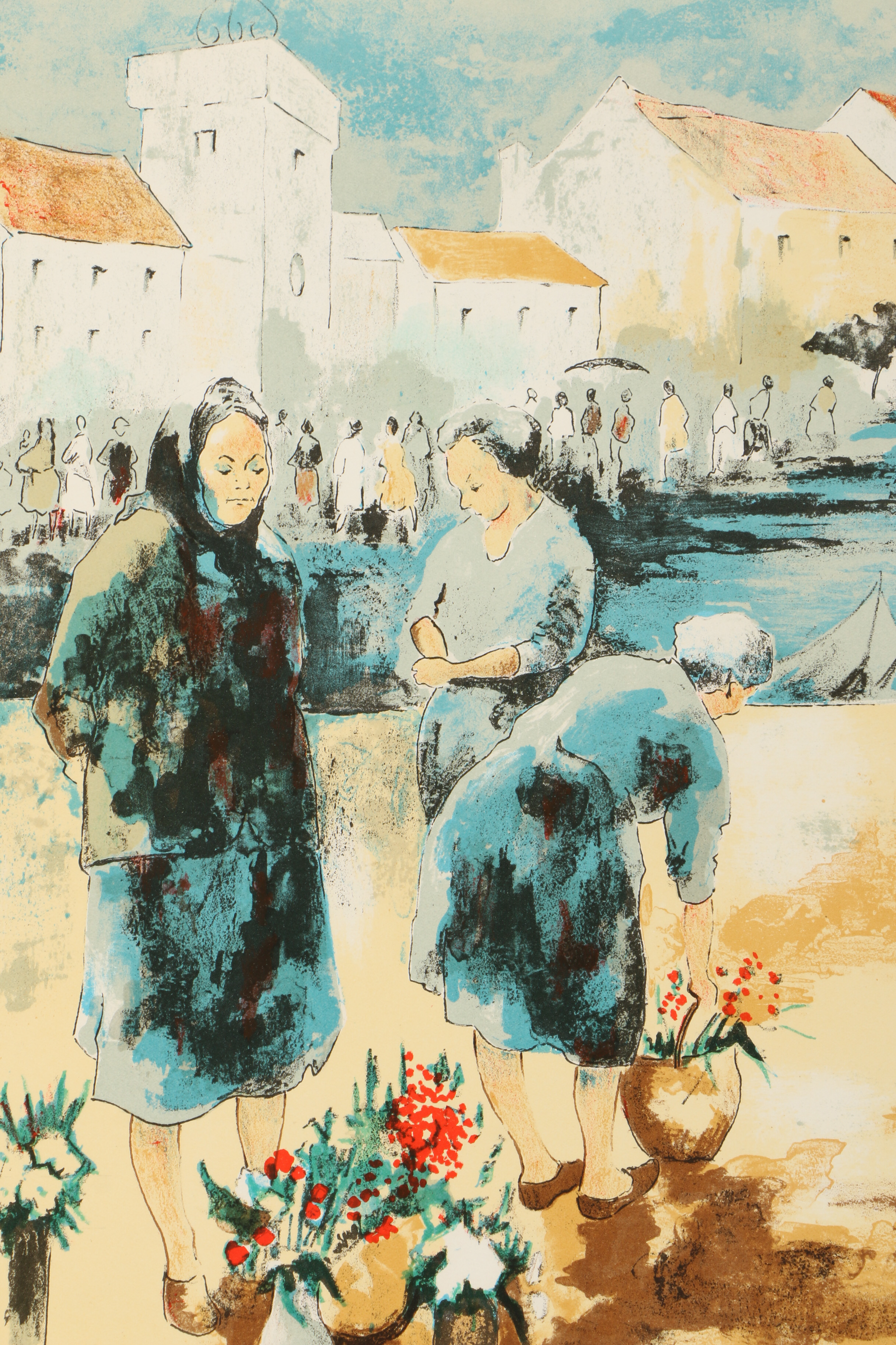 Limited Edition Lithograph of Flower Sellers