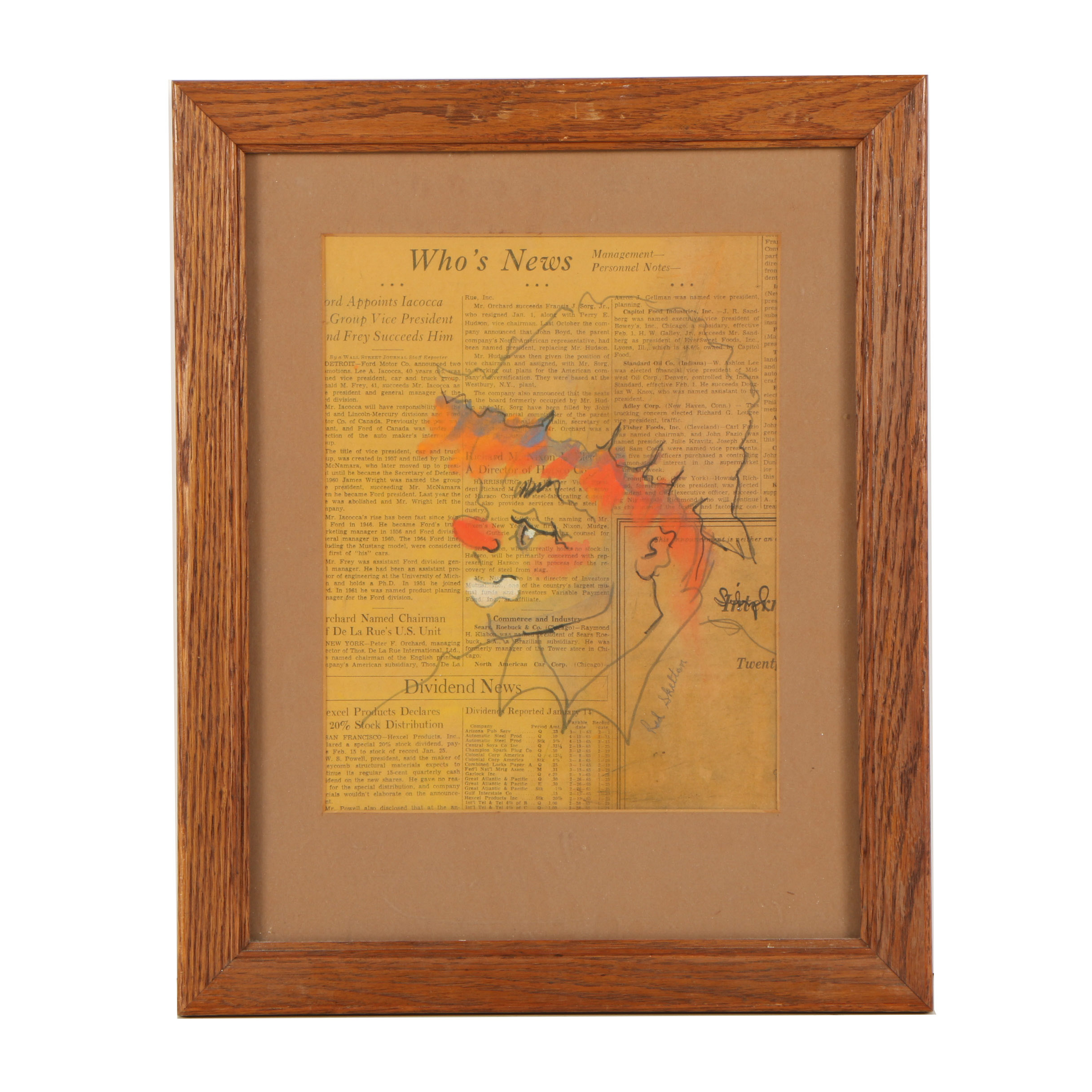 Red Skelton Mixed Media Painting of a Clown