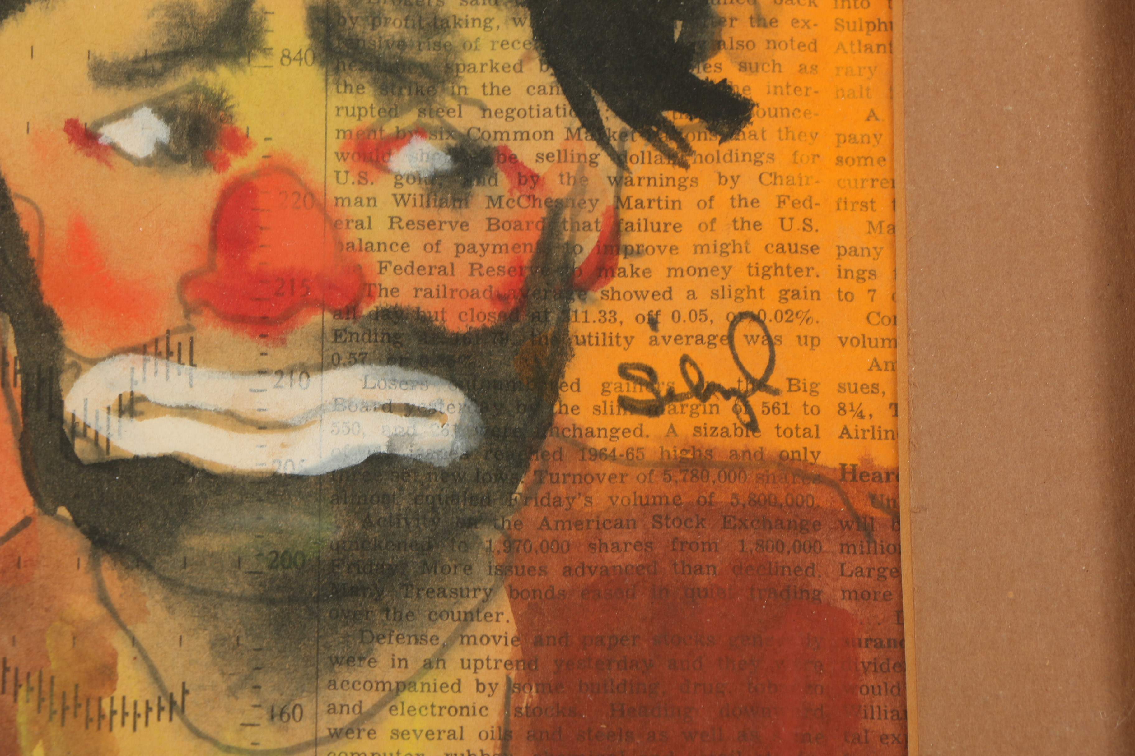 Red Skelton Mixed Media Painting of a Clown