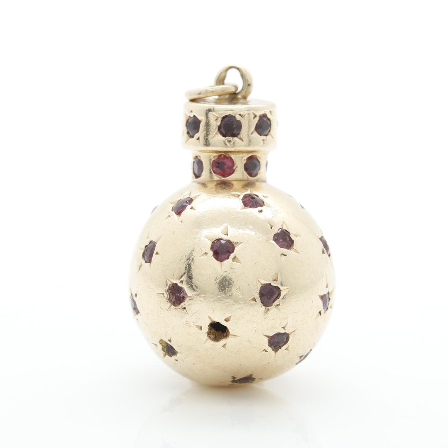 14K Yellow Gold Ruby Spherical Pendant