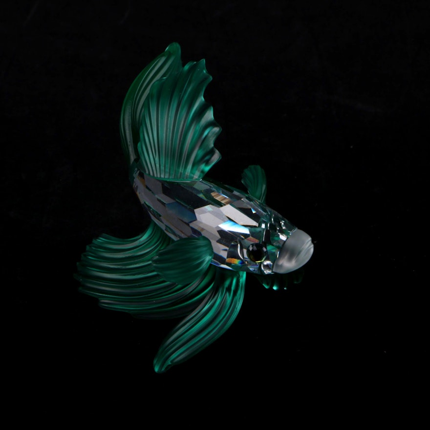 Swarovski Crystal Green "Siamese Fighting Fish" Figurine