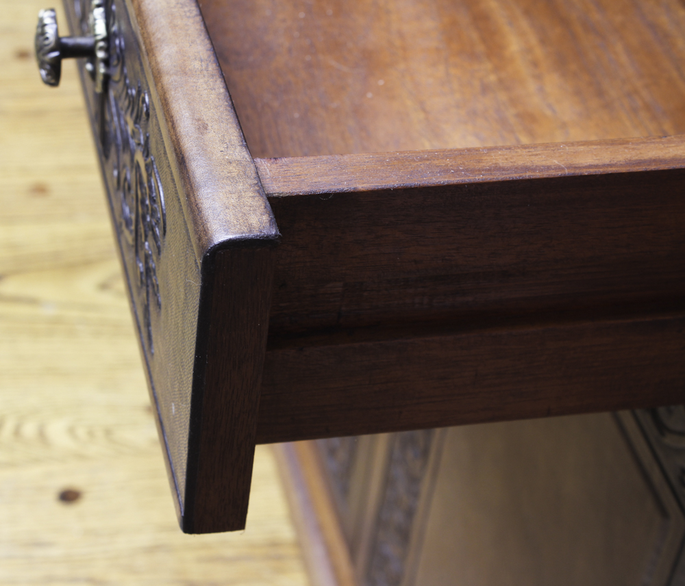 Contemporary Slant Front Secretary Desk with Carved Trim