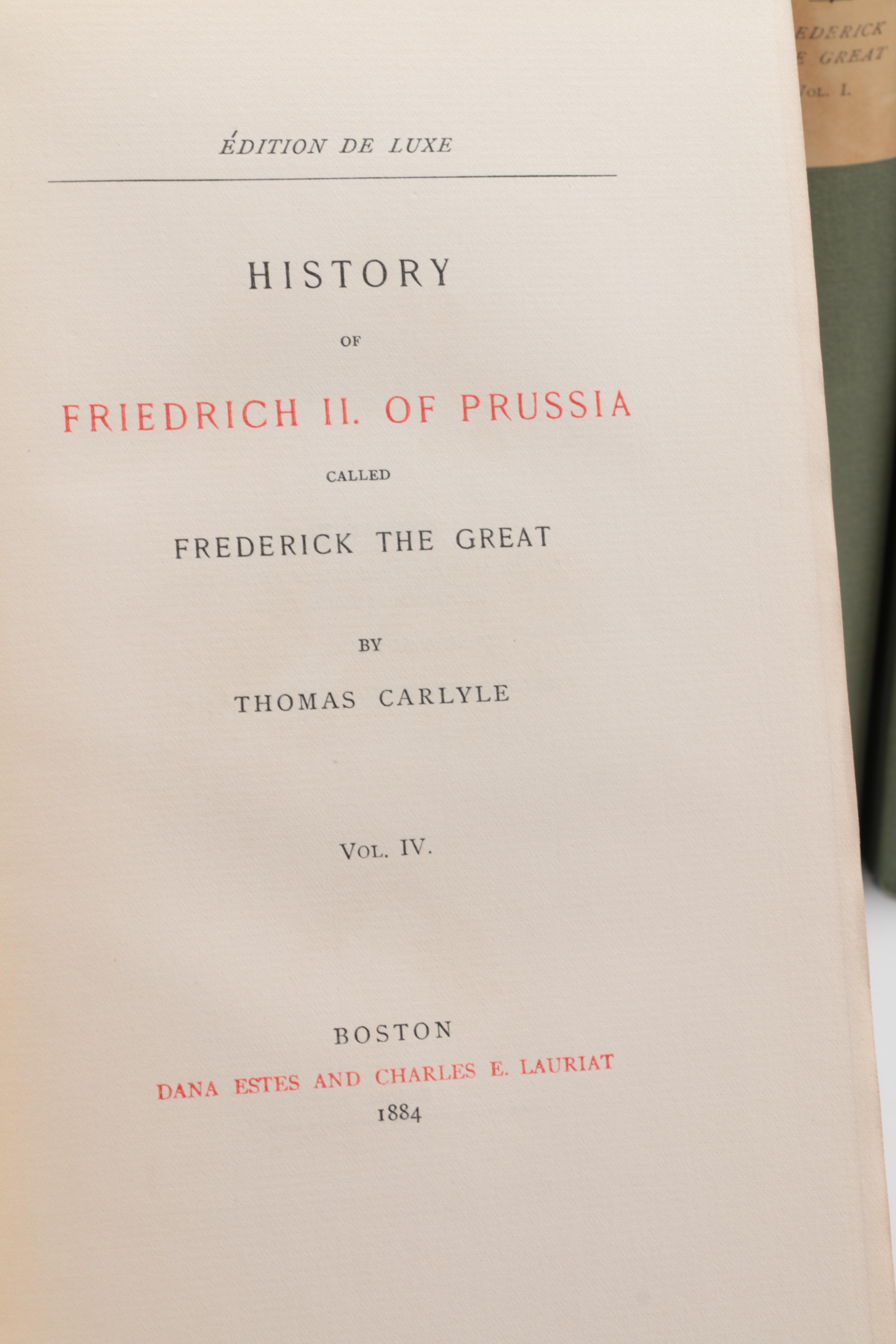 1884 Limited Edition "History of Friedrich II. of Prussia" in Six Volumes
