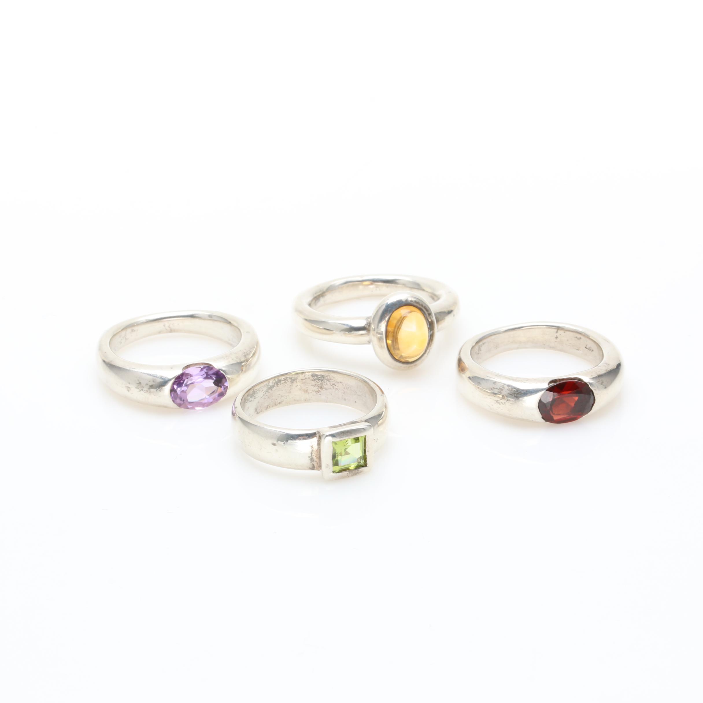Sterling Silver Amethyst and Gemstone Rings