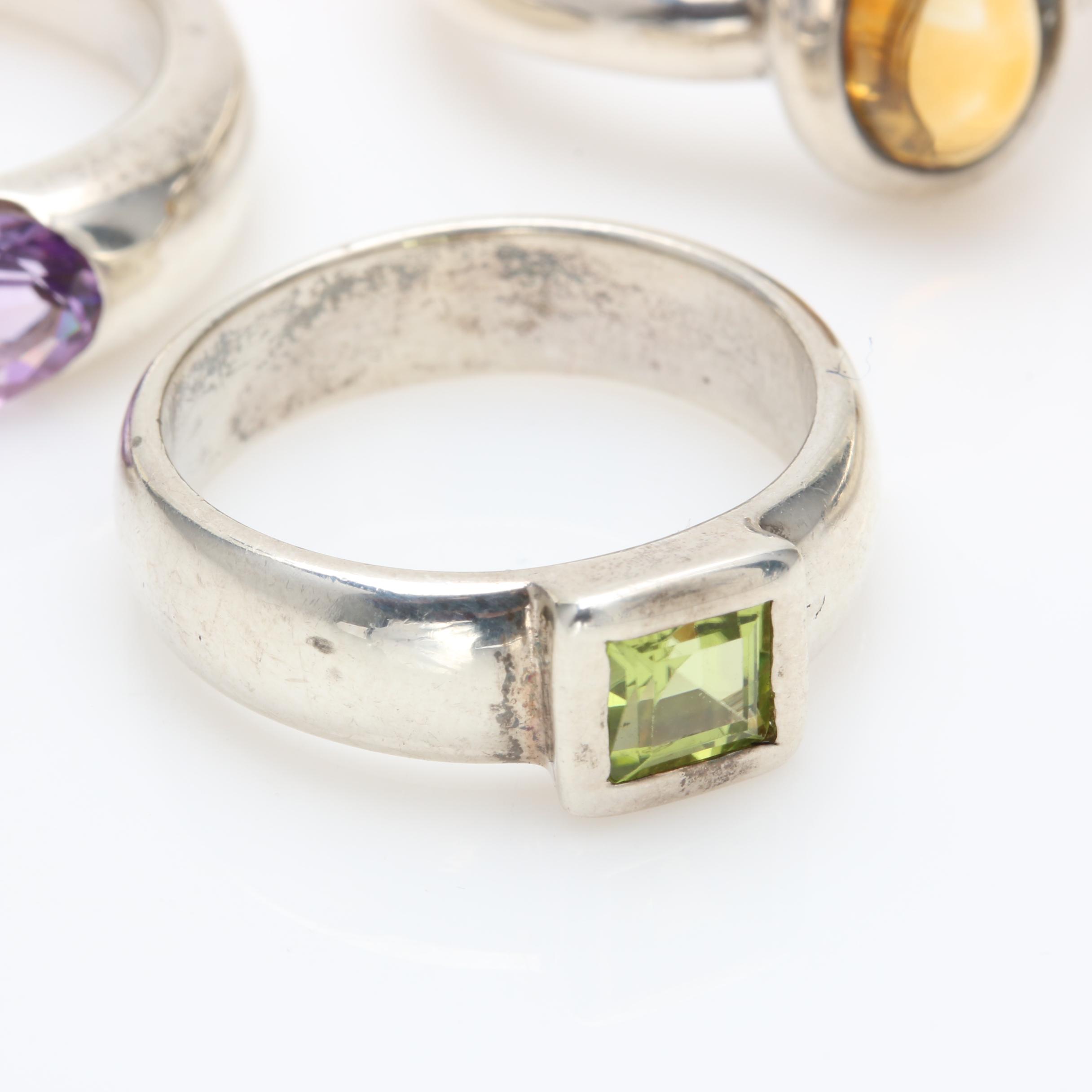 Sterling Silver Amethyst and Gemstone Rings