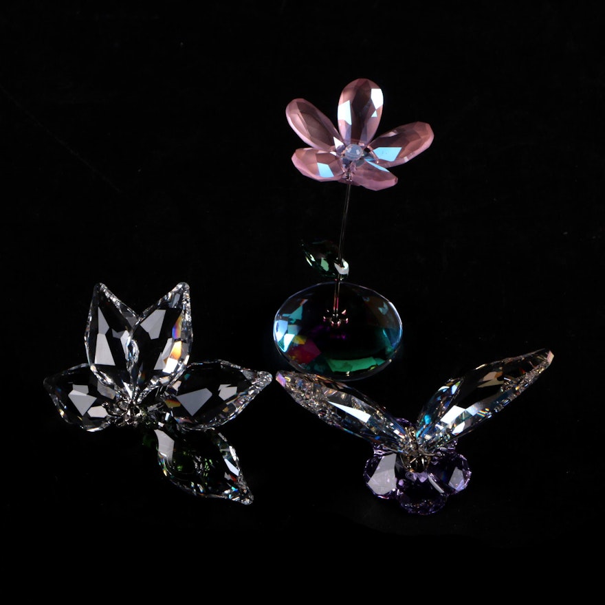 Swarovski Crystal Butterfly and Floral Figurines