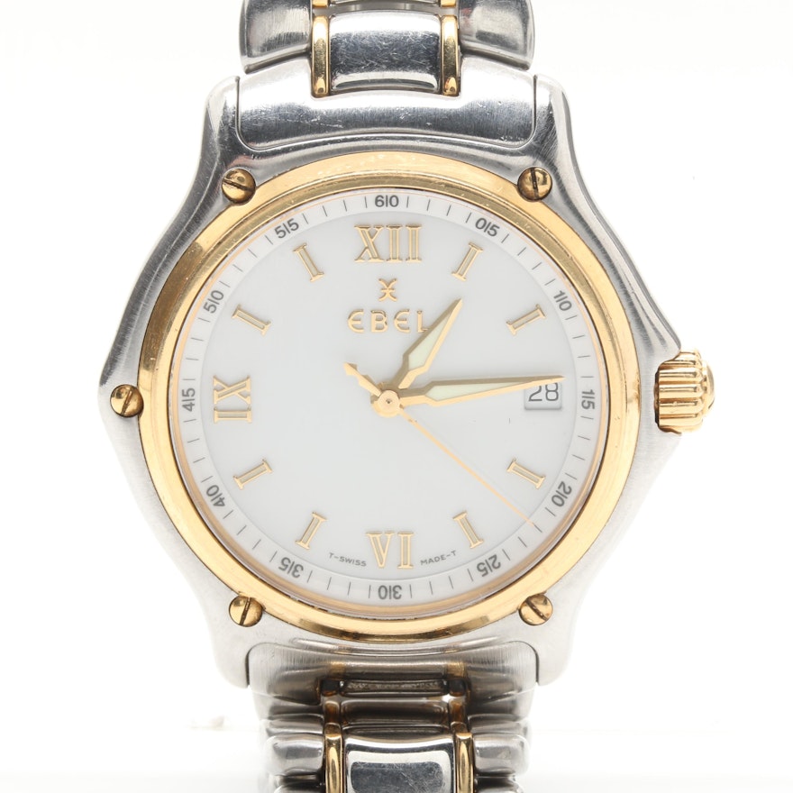 Ebel Two Tone Stainless Steel Wristwatch with 18K Yellow Gold Accents