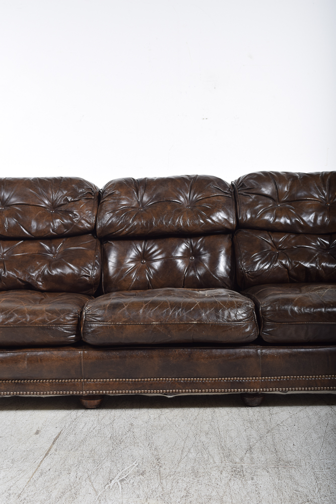 Brown Tufted Leather Sofa