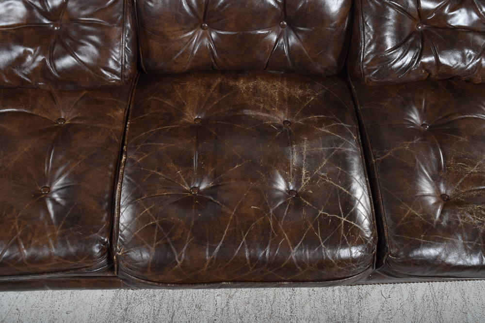 Brown Tufted Leather Sofa