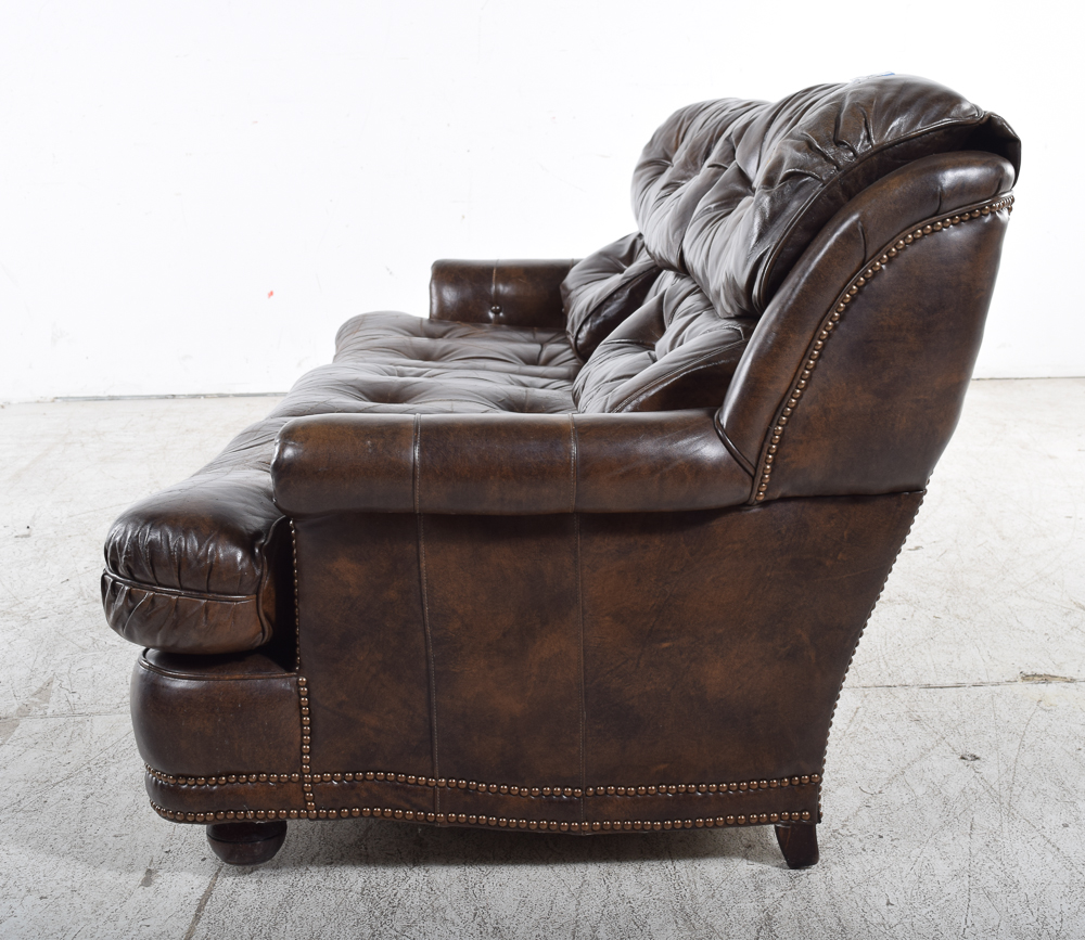 Brown Tufted Leather Sofa