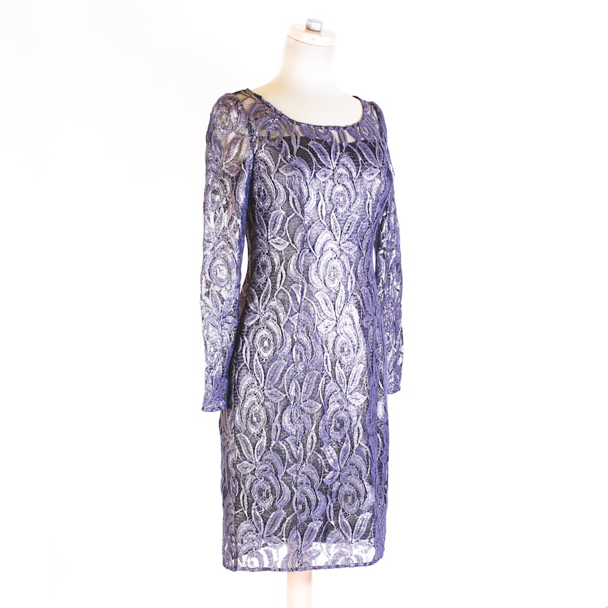 Kay Unger Metallic Lace Dress