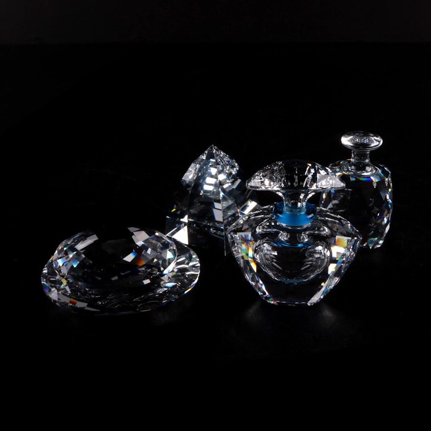 Decorative Swarovski Crystal Bottle and Figurines
