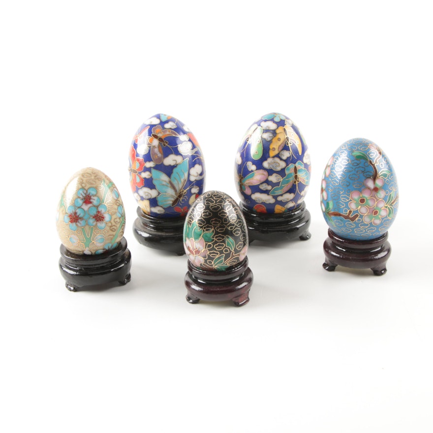 Lillian Vernon Cloisonné Eggs with Stands