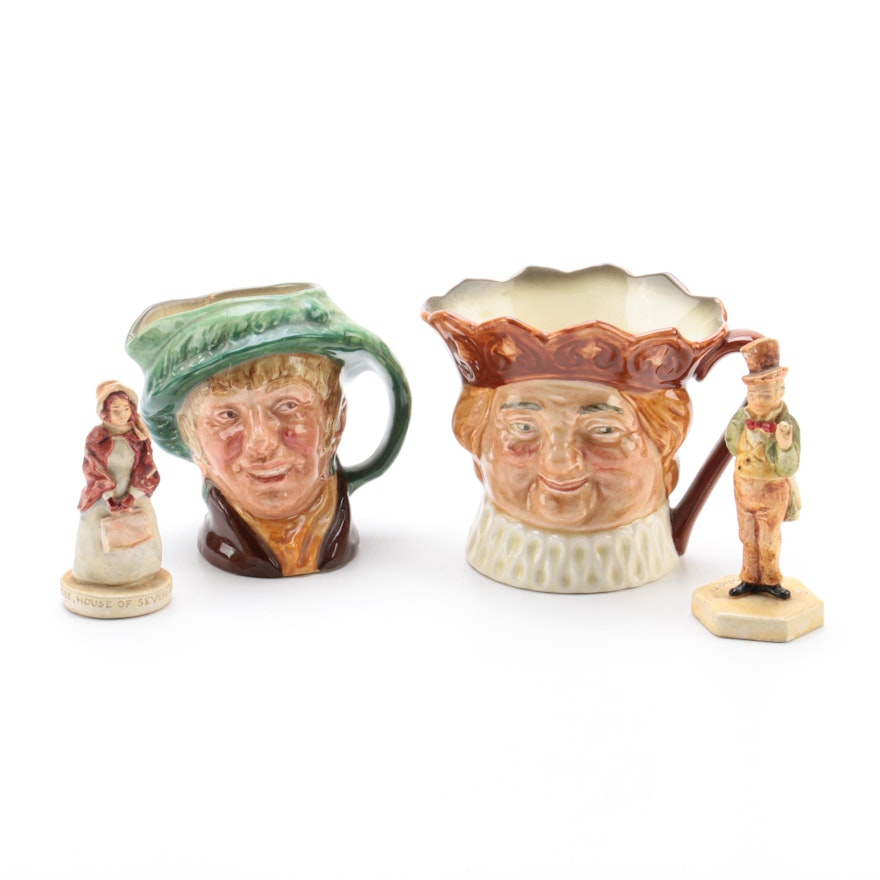 Royal Doulton "Old King-Cole" and "Arriet" Character Jugs & Sebastian Miniatures