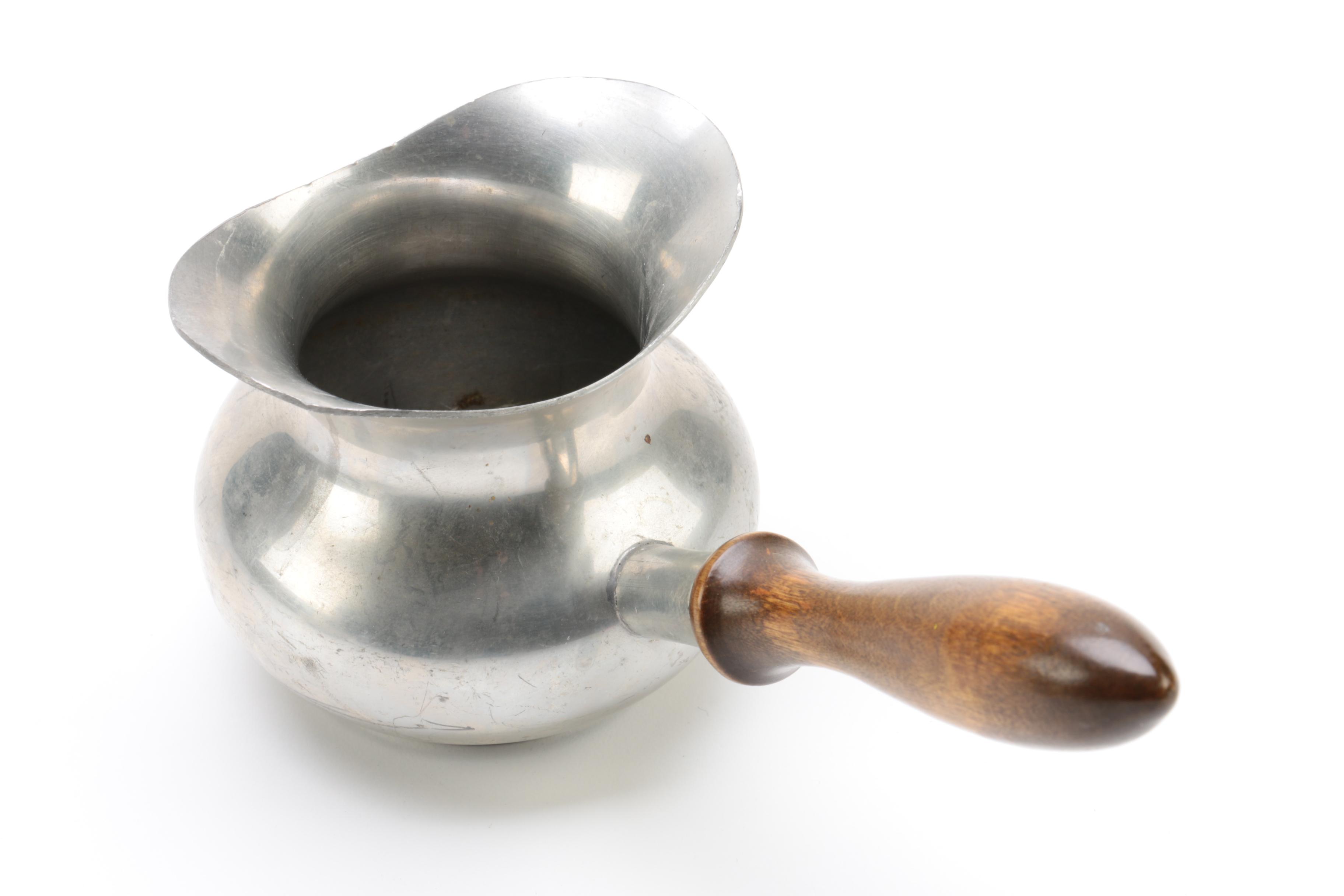 Stieff Pewter Brandy Warmer and Hand Wrought Lesch Pewter Bowl