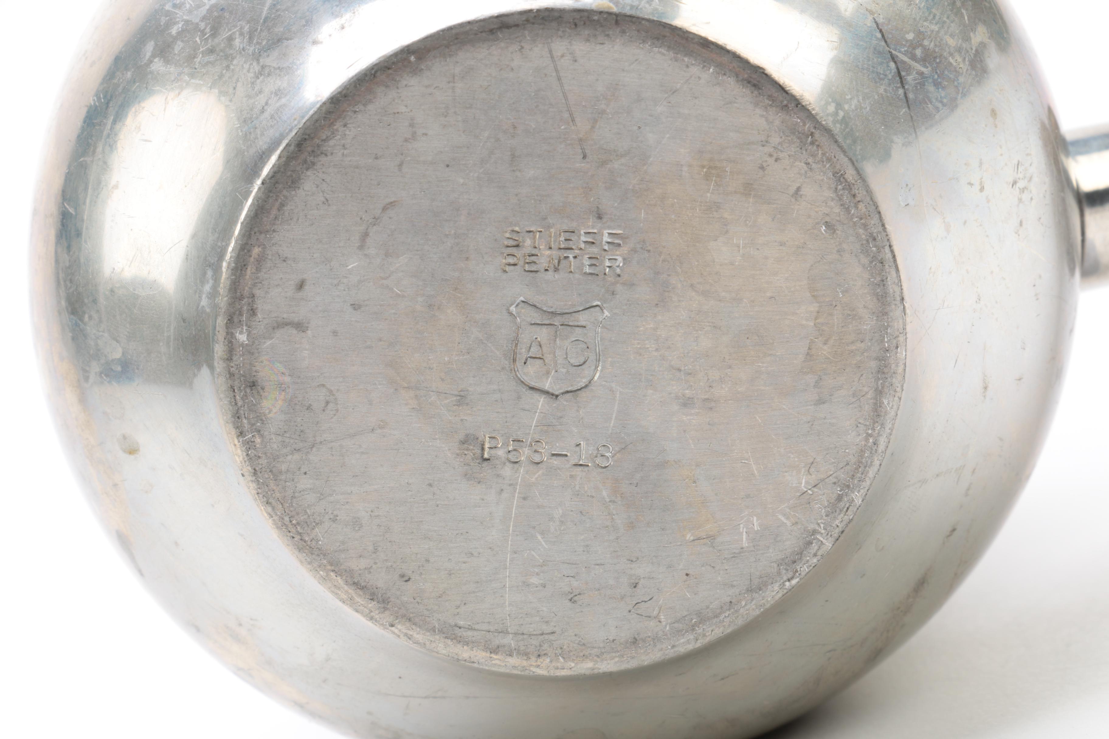 Stieff Pewter Brandy Warmer and Hand Wrought Lesch Pewter Bowl