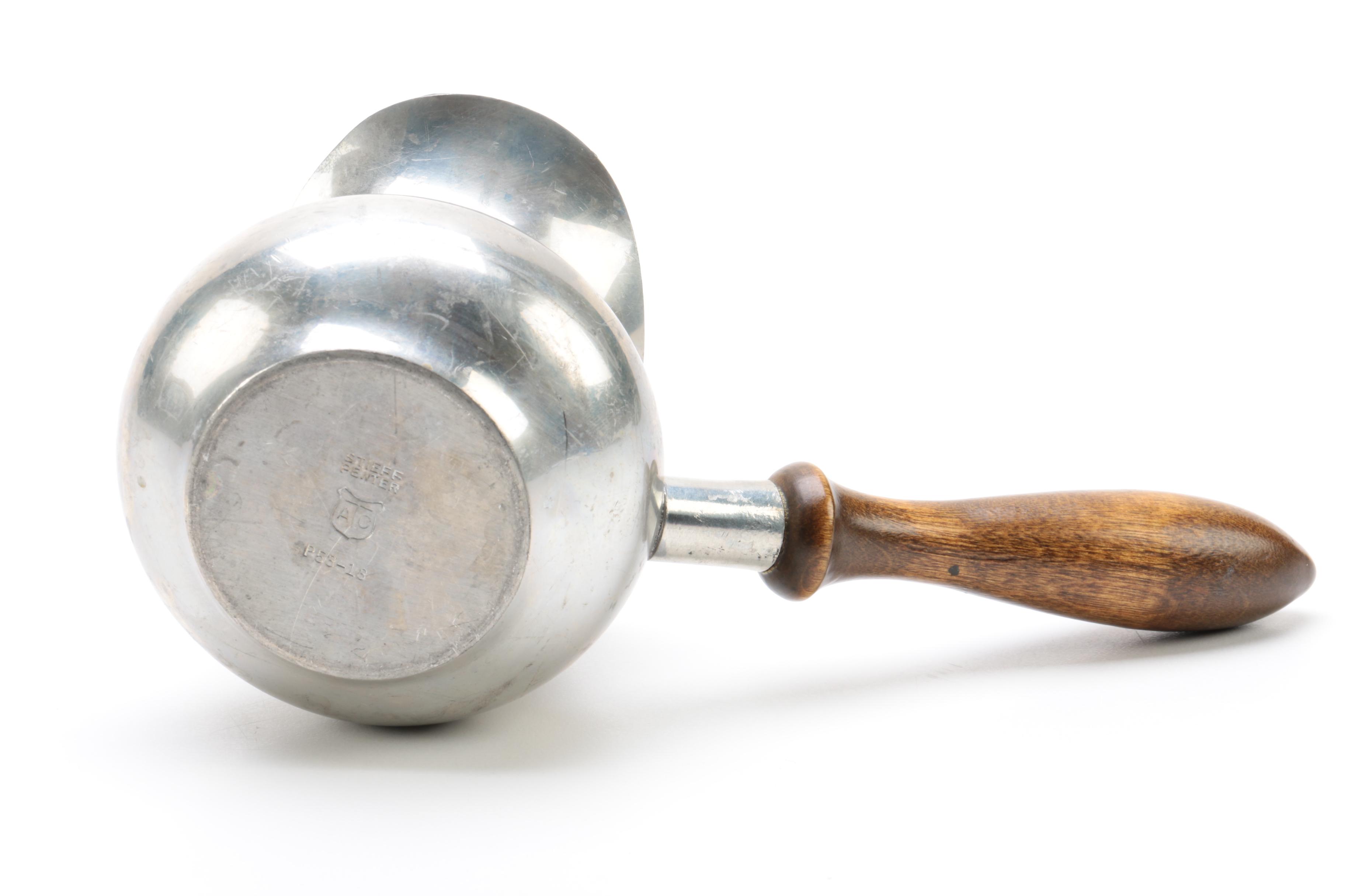 Stieff Pewter Brandy Warmer and Hand Wrought Lesch Pewter Bowl