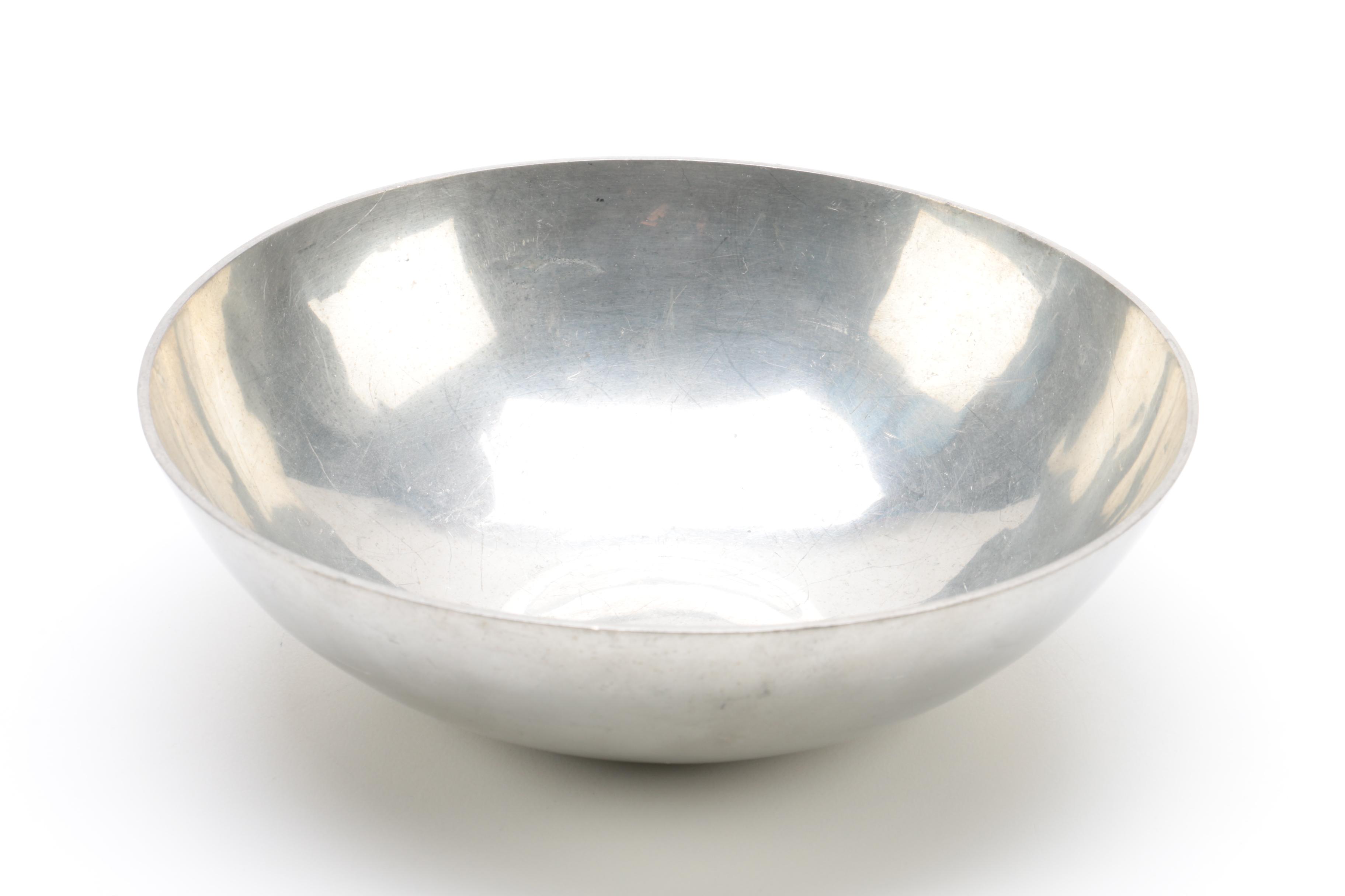 Stieff Pewter Brandy Warmer and Hand Wrought Lesch Pewter Bowl